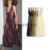 Autumn New Women's Clothing V Neck Silk Satin Texture Dress 2590934 2590987 8257934