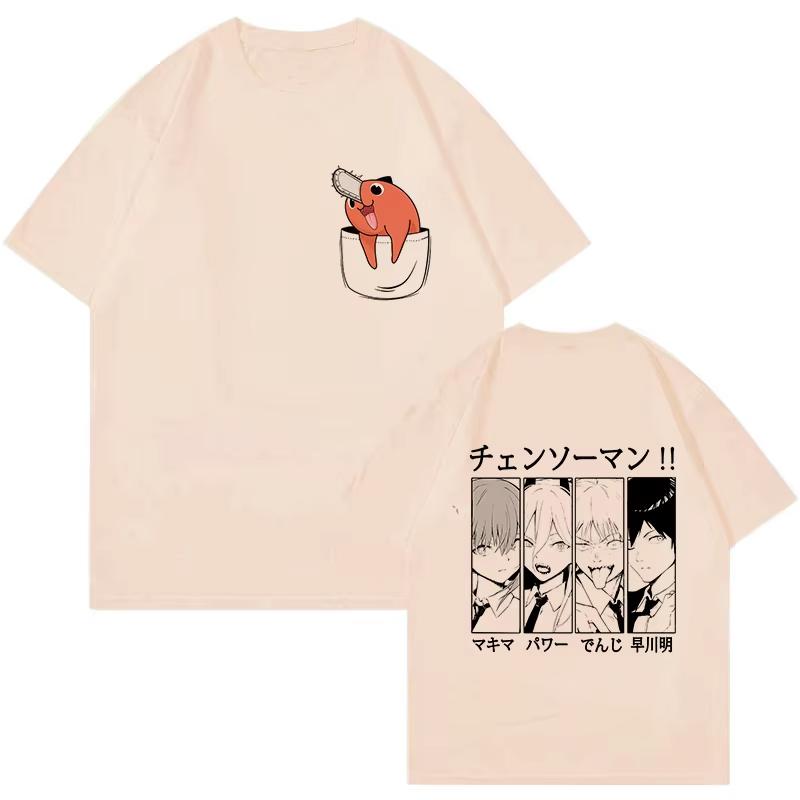 Unisex Unisexge Y2k Clothes Japanese Anime Chainsaw Unisex T Shirt 90s Funny Pochita Tshirt Makima Harajuku Graphic Tee Tshirt