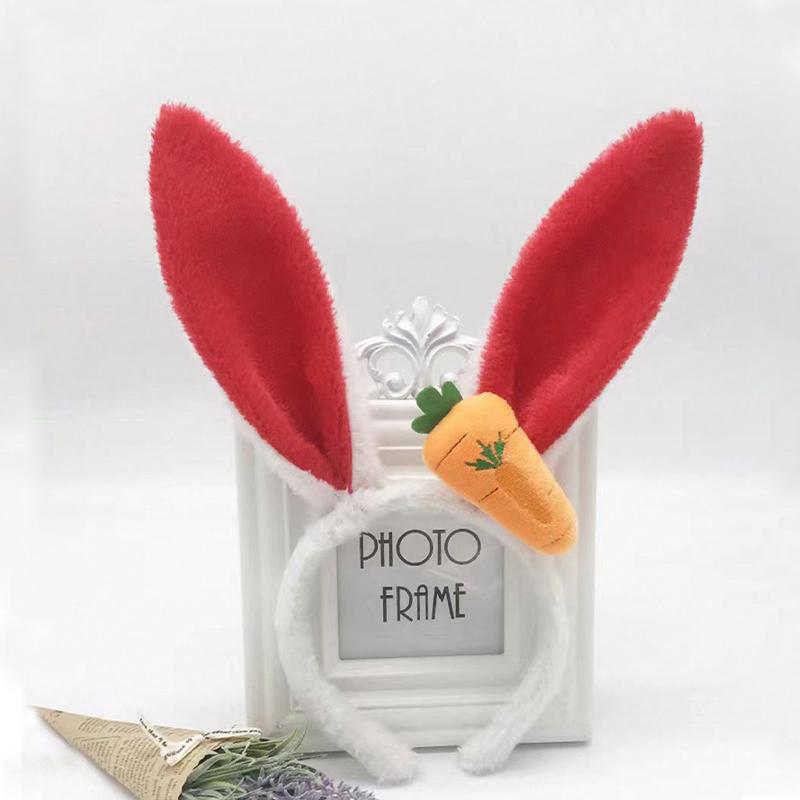 1 шт. повязка на голову с ушками пасхального кролика, милые плюшевые ушки кролика, повязка на голову с морковкой, аксессуары для волос, женская и для девочек, украшение для повязки на голову