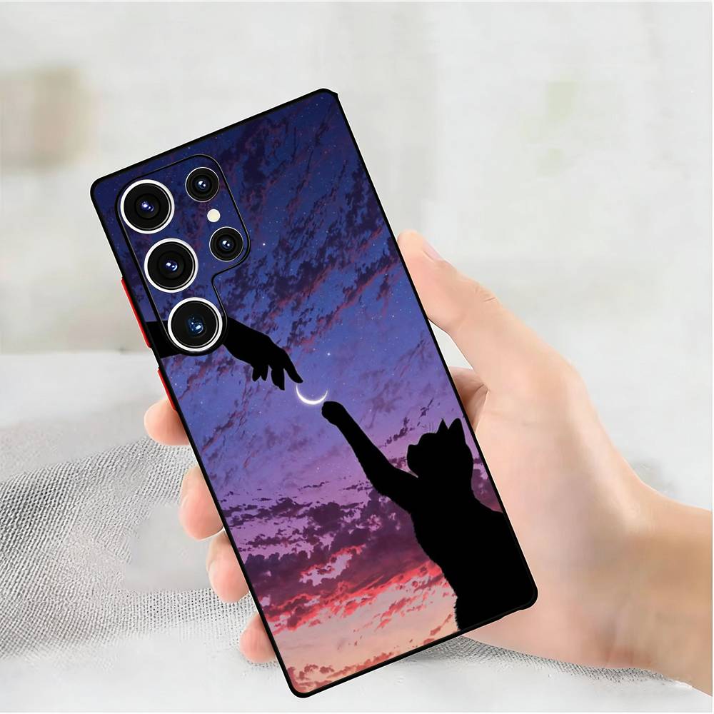 Силиконовый чехол для телефона с принтом черного кота для Samsung Galaxy S 24,22,20,23,21,20 Ultra Plus Lite 5G