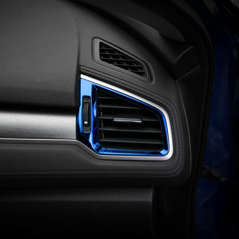 Центральное управление выпуском воздуха, декоративная крышка, накладка, наклейка из нержавеющей стали для Honda Civic 10-го поколения 2018 2017 2016, синий