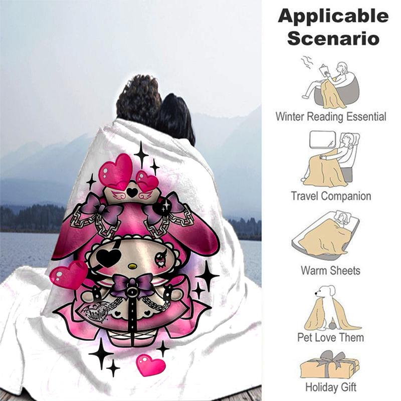 1pc My Melody Cartoon Blanket, Soft and Cozy Throw for Home Decor, Perfect Gift for Family and Friend, Living Room, Travel, Camping, Car Blankets, Bea