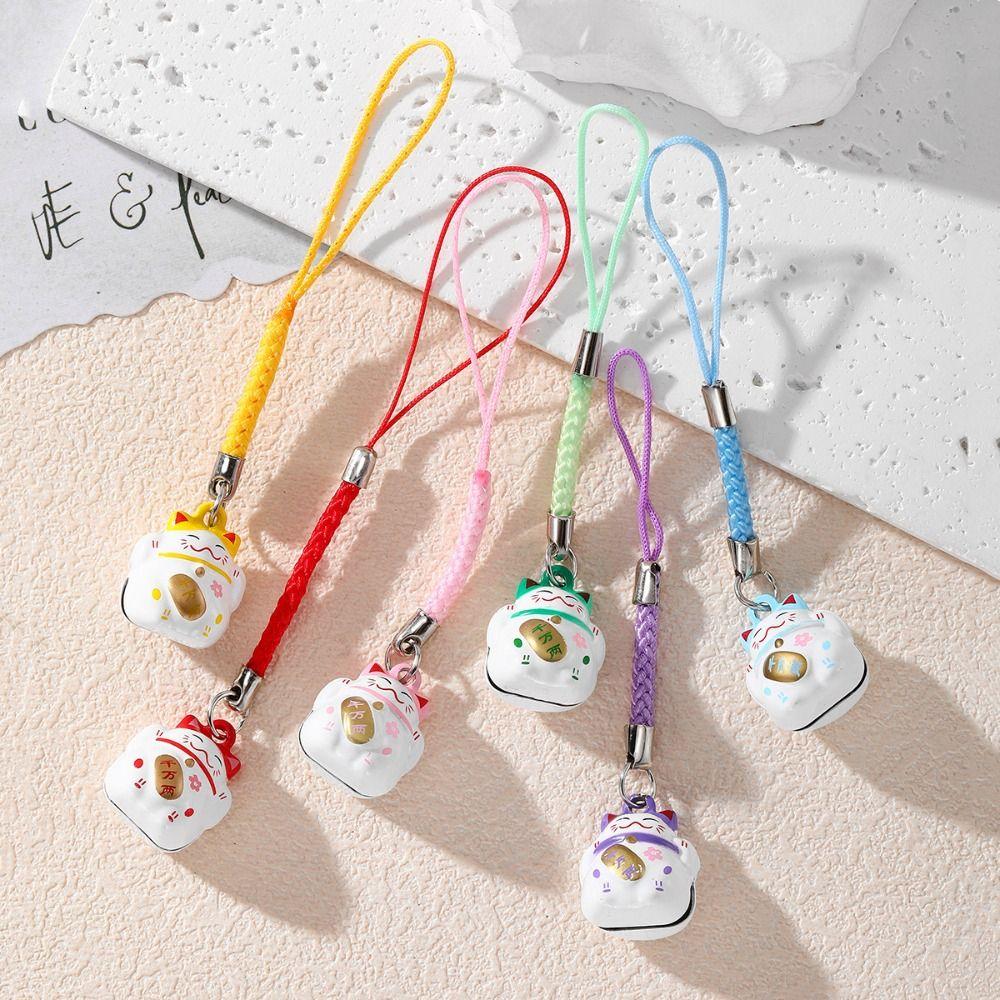 Chinese Style Lucky Cat Charms Phone Chain Anti-drop Fortune Kitten Keychain Hanging Lanyard Exquisite Accessories