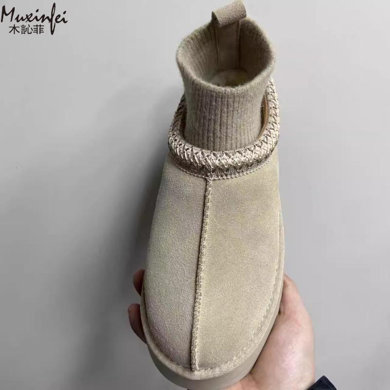 Women's velvet socks with ethnic snow boots, winter new warm and casual thick soled cotton shoes, fashionable short boots