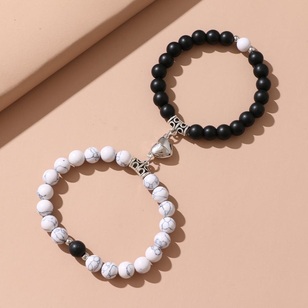 Мода 2 шт./компл. натуральный камень бусины браслет для йоги для влюбленных расстояние магнит пара браслеты ювелирные изделия дружбы