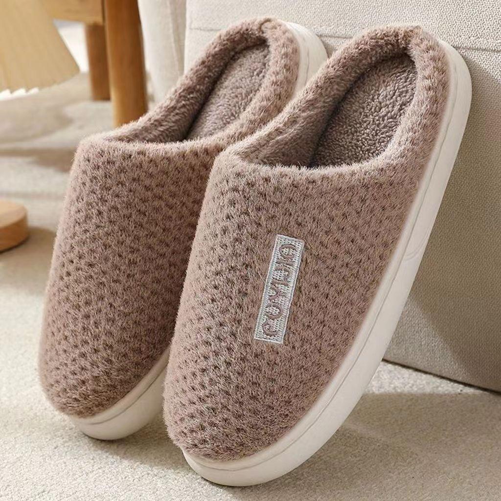 Женские хлопковые тапочки, мужские зимние бархатные теплые туфли на толстой подошве, нескользящая домашняя обувь, домашние тапочки