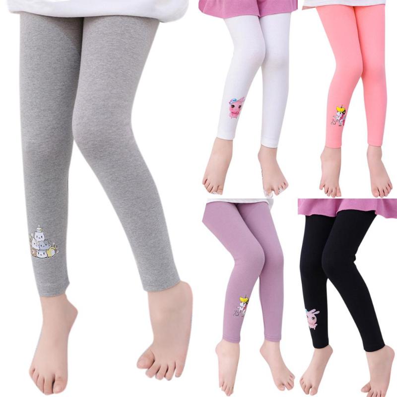 Леггинсы для девочек с мультяшным единорогом, детские облегающие эластичные брюки, спортивные узкие длинные брюки