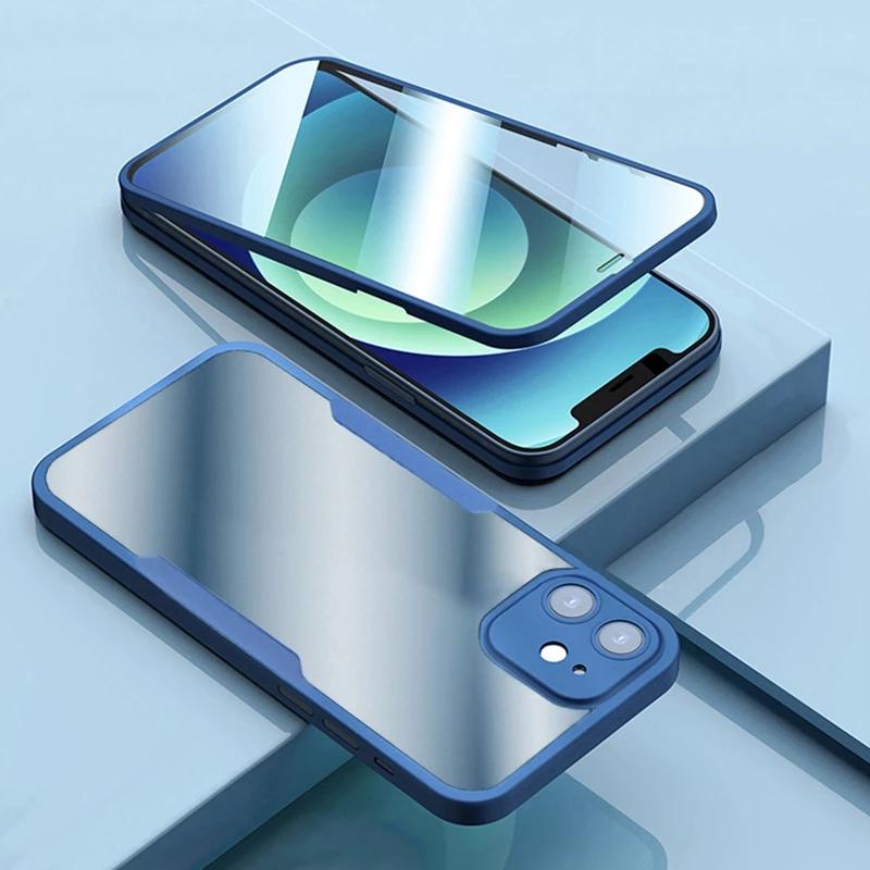 Чехол для телефона для iPhone 14 Pro Max Double 360, полный охват тела, мягкие чехлы для телефонов iPhone 14 Plus Pro Max, прозрачная передняя задняя крышка
