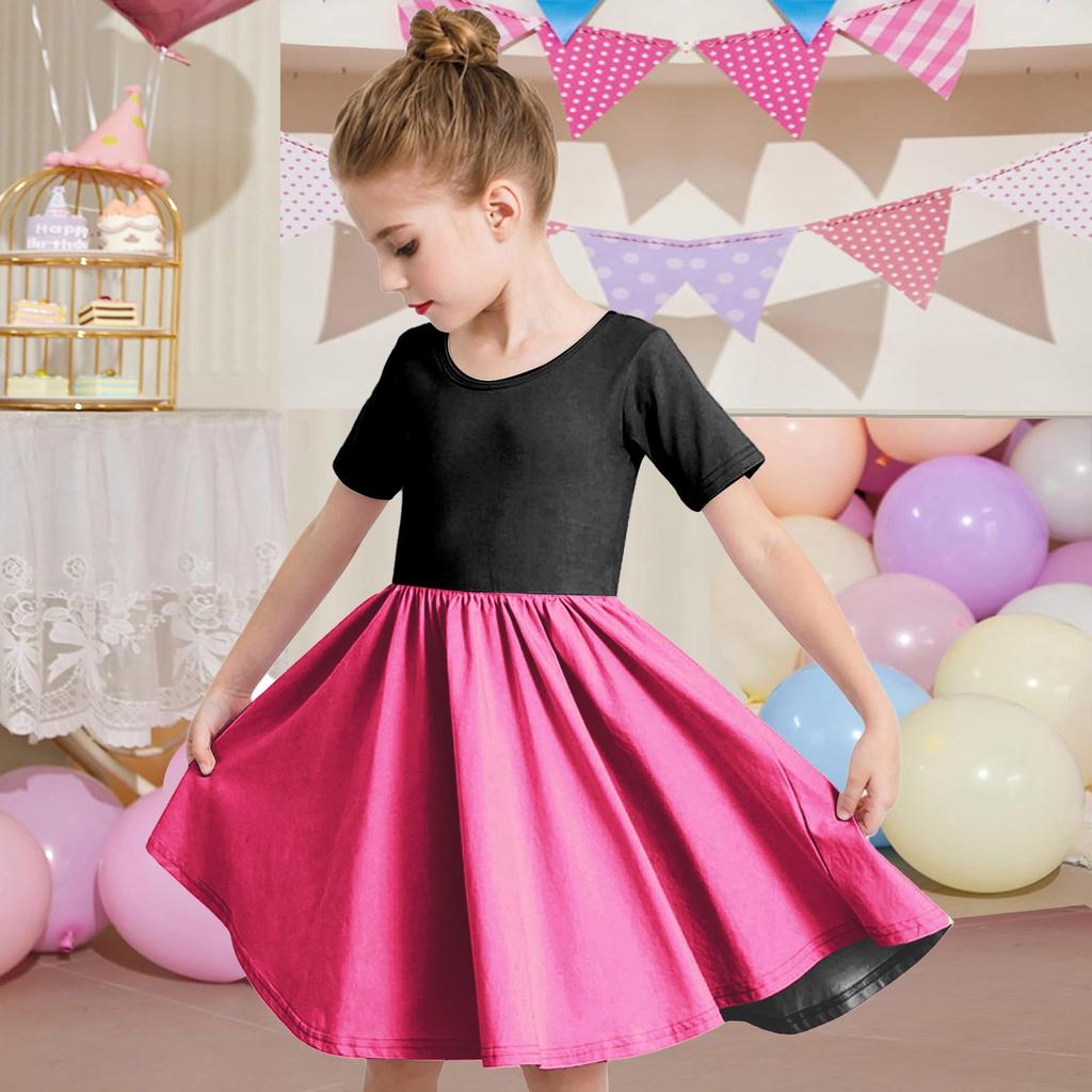 Летнее платье для девочек, платье для малышей, однотонное повседневное платье-футболка с коротким рукавом А-силуэта