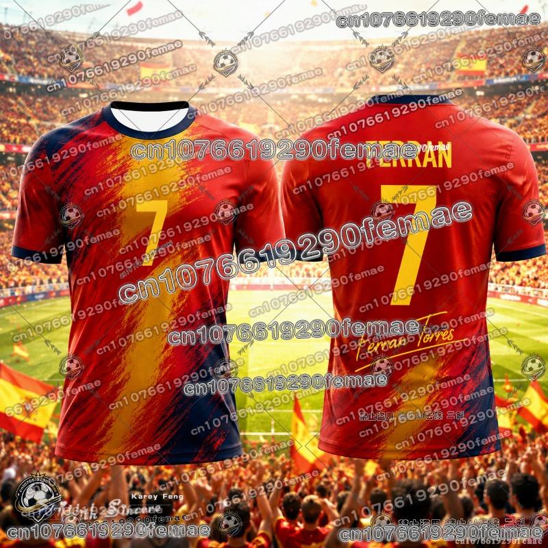 Spanish-style Summer 3D Printed Football Jersey T-shirt Loose and Comfortable Recommended for Sports Wear