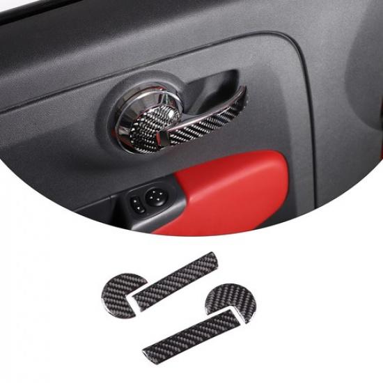 Real Carbon fiber Trim Interior Door Handle Cover trim For Fiat 500 2011-
