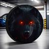 Fierce Black Wolf with Glowing Red Eyes Spare Tire Cover Wheel Protector Covers Outdoor Adventure for Trailer Travel 17 Inch