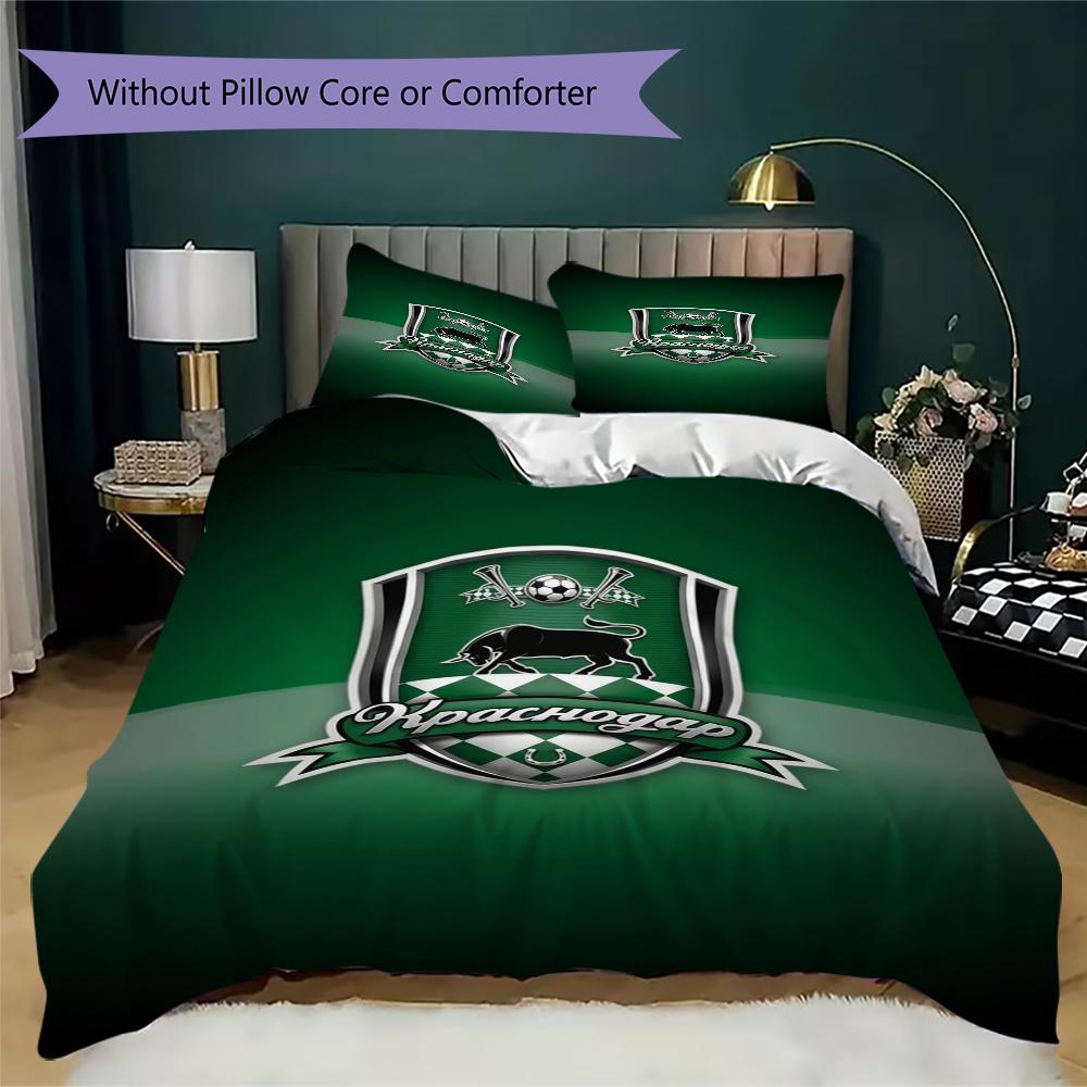 Fc Krasnodar Pattern Bedding uilt Set uilt Cover Pillowcase Home Decoration Birthday Gift (1*duvet cover + 2*pillowcase without core)