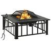 VidaXL Fire Pit with Poker 79x79x46.5 Cm XXL Steel, Heating, Patio Heater, Outdoor Fire Pit, Chiminea, Heating 360061