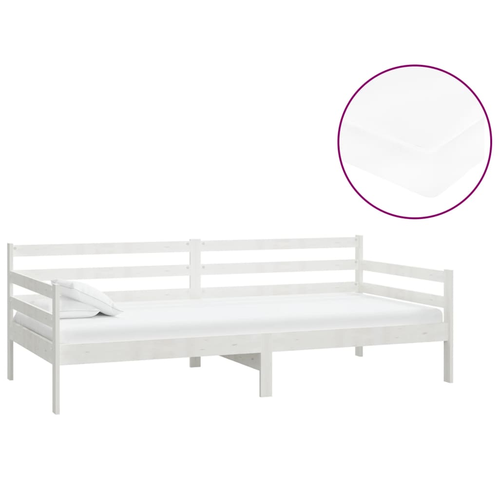 Daybed with Mattress 90x200 cm White Pine Solid Wood
