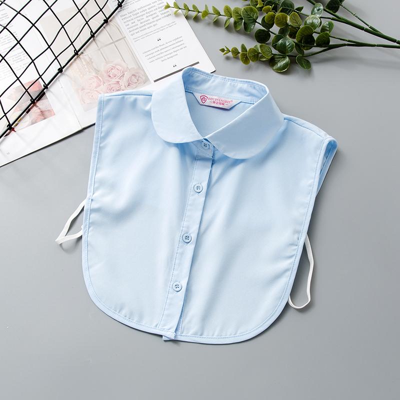 White Women's Stand Fake Collar Blouse Black Detachable Lapel Turtleneck Top Half Shirt Faux Col Tie Detail