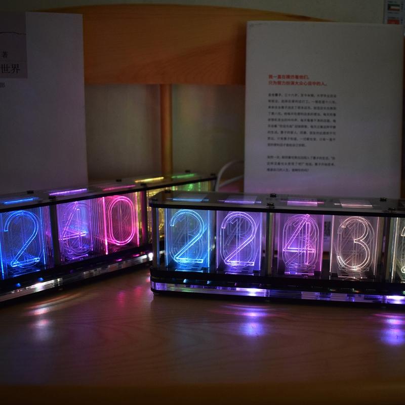 Имитация полноцветного RGB светящегося трубчатого clock LED музыкального спектра DIY наборы Декорация Подарок Ночник Освещение атмосферы