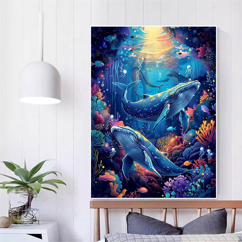5d DIY Алмазная картина Вышивка крестом Кит Алмазная вышивка Подводный мир Мозаика Полная круглая дрель Домашний декор