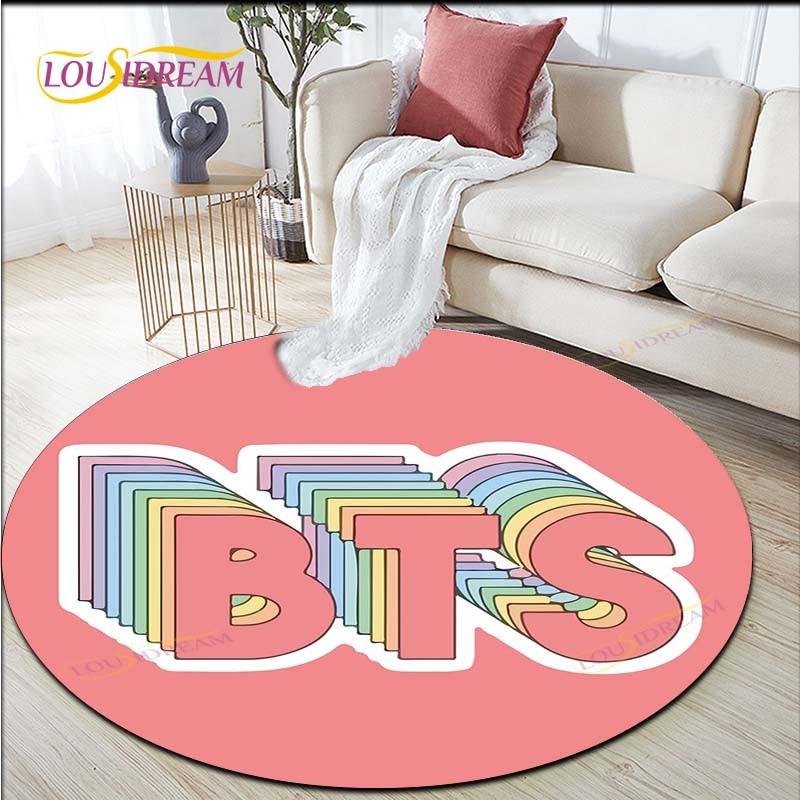 Новейший детский ковер с принтом K-pop Bangtan Boys, ковер для гостиной, круглый ковер BTS, напольный коврик, фланелевый противоскользящий коврик