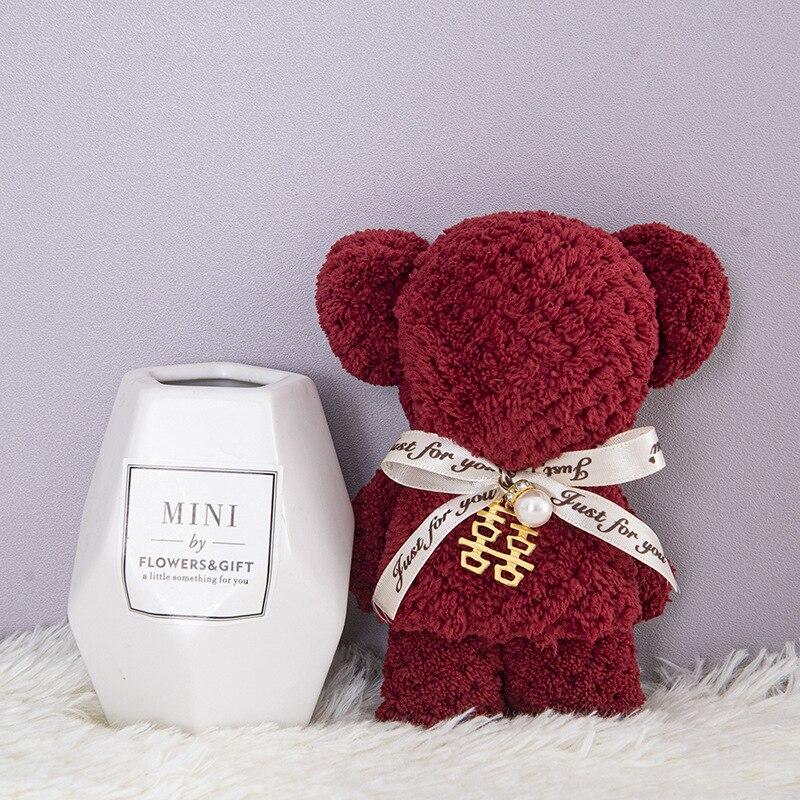 1 шт., милое коралловое бархатное полотенце с изображением медведя, квадратное полотенце для праздника, дня рождения, свадьбы, дня Святого Валентина, сувенир, подарок, бытовая тряпка для мытья посуды