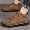Hot Sale High Quality Casual Leather Ankle Boot Men 2024 New  Outdoor Antiskid Sneakers Luxury Winter Fur Plush Motorcycle Boots