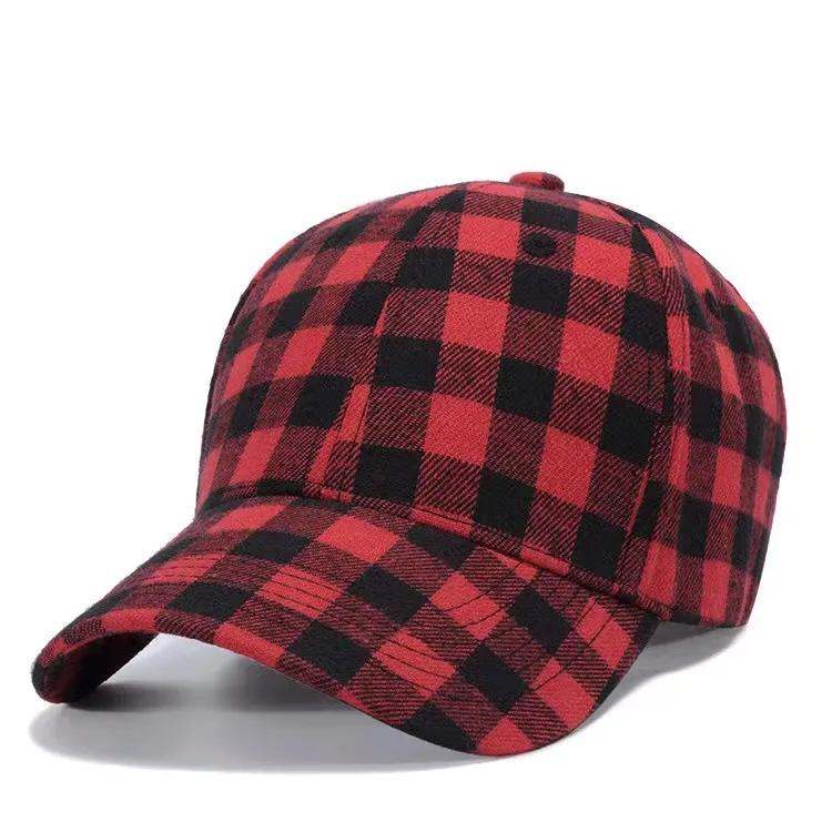 Women'S Cotton Baseball Cap Summer Uv Protection Adjustable Checkered Ponytail-Friendly Outdoor Sun Hat Fashionable Casual Style