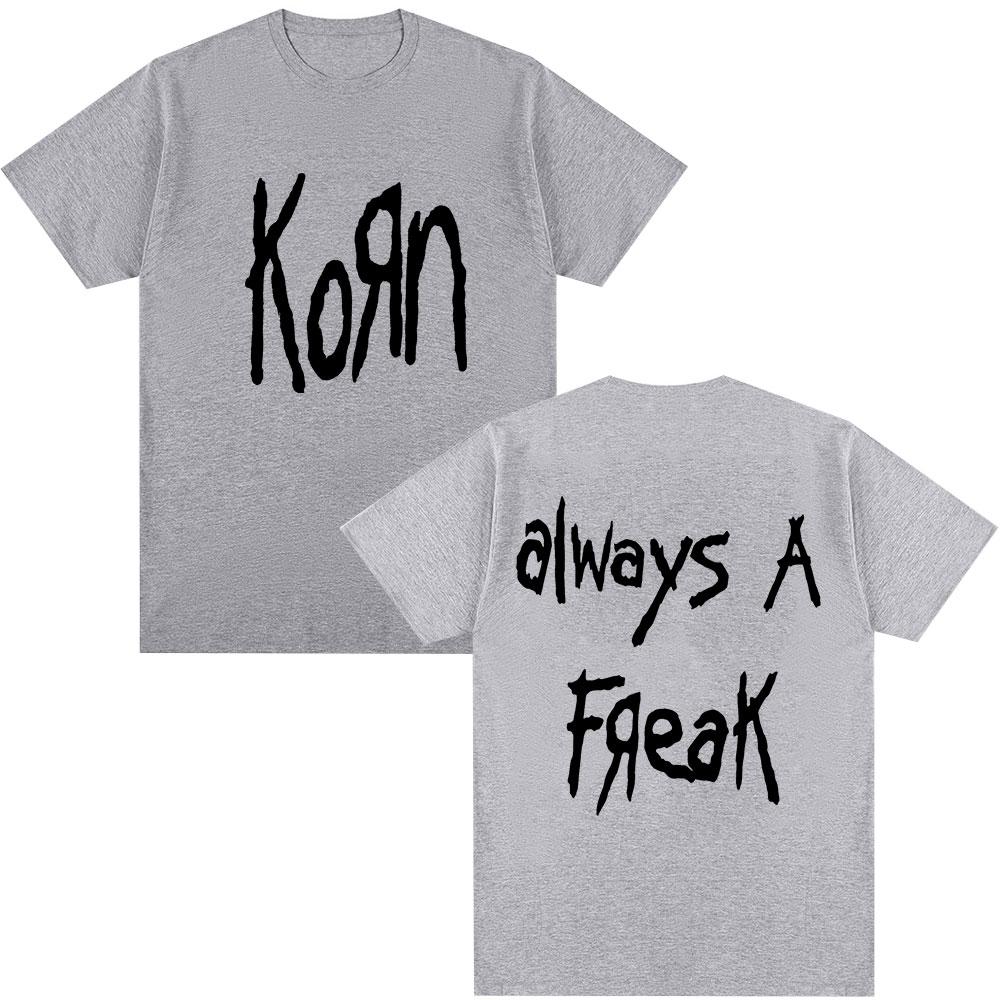 Korn Always A Freak Футболка с мерчем Металл Готика Рок-группа Топ Унисекс Женская Хлопок Оверсайз Y2K Короткий рукав Футболка Уличная одежда