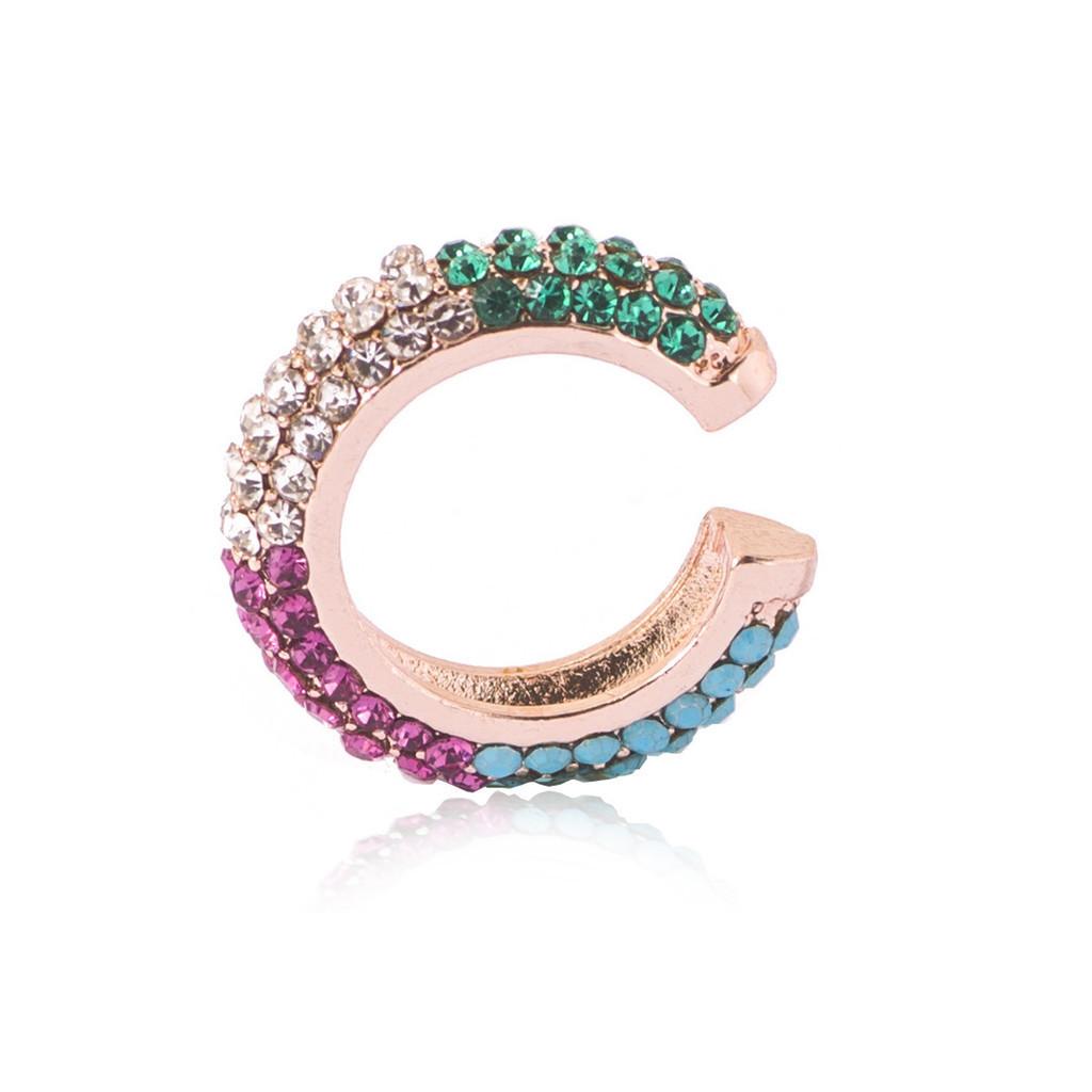 Модные клипсы для ушей в европейском стиле со стразами, разноцветные серьги из сплава