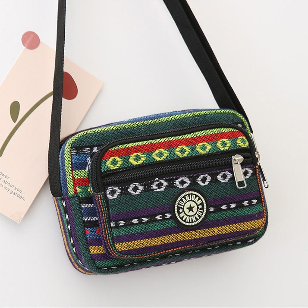 Многослойная сумка через плечо в стиле бохо с вышивкой, сумка-оксфорд, простая полосатая сумка через плечо для девочек