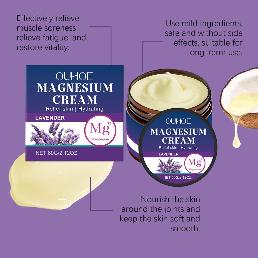 Успокаивающий магниевый крем для тела Снимает дискомфорт в суставах запястий и коленей Мягкие ингредиенты Ежедневный массажный уход