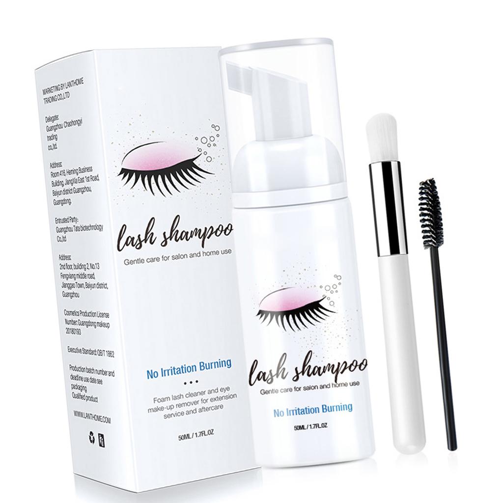 50ml Eyelash Clner Eyelashes Extension Shampoo Brush Foam Lash Clner for Extensions & Natural Lashes Wash Makeup Remover Salon Home Use