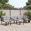 VidaXL Garden Lounge Set with Cushions 5 Pcs Black Powder-coated Steel, Garden Sofa Set, Sofa Set 3283664