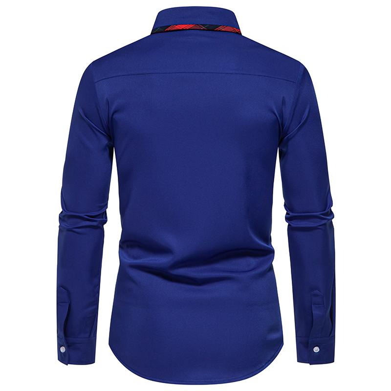 Осеннее новое поступление мужская клетчатая рубашка с длинным рукавом в стиле колор-блок, повседневная деловая рубашка в стиле пэчворк для мужчин, повседневная рубашка для офиса, работы в социальных сетях