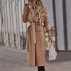 Autumn and Winter New Fashion Women's Plus Size Coat Solid Color Lapel Mid-length Button Woolen Coat