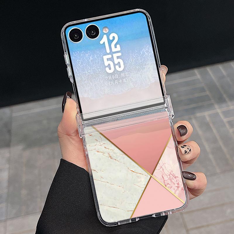 Магнитный чехол-книжка со шарниром для Samsung Z Flip 8 7 FE 6 5 4, составной, с мраморным рисунком, жесткая складная крышка для телефона для Galaxy Z Flip8 Flip7 Flip6