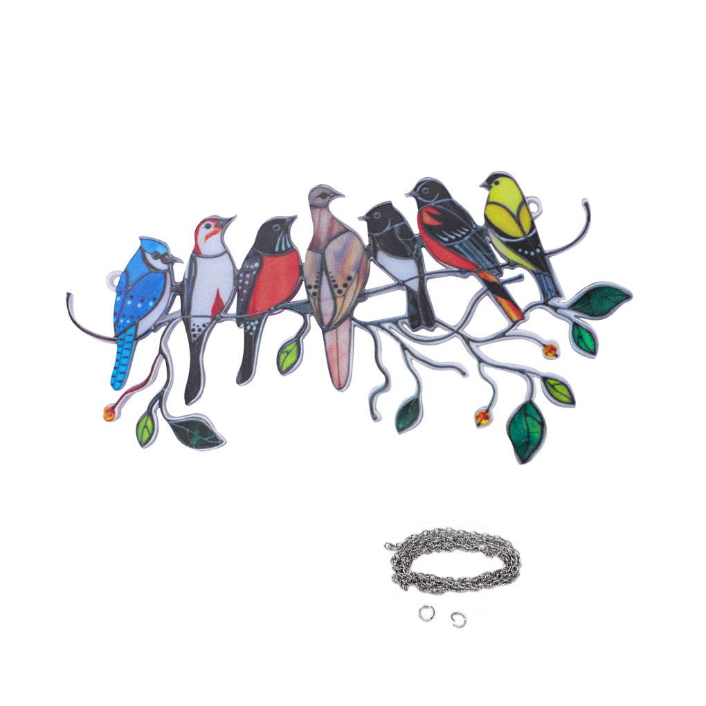 Stained Glass Color Birds Acrylic Window Wall Hanging Pendant Decorative Decors