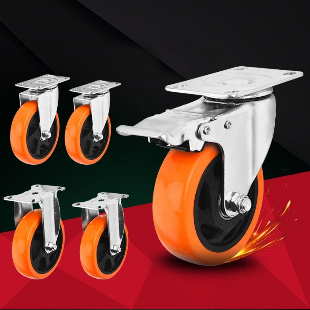 3" / 4" /5'' Wheel Swivel Casters PVC dual-axis Furniture Castor Blackheart Orange Face No Noise Replacement Castors Industrial