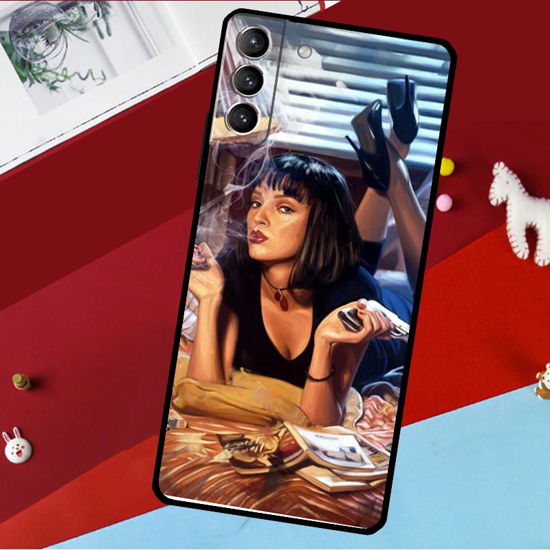Чехол Mia Pulp Fiction для Samsung Galaxy S26 S25 S24 S22 S23 Ultra Plus S20 S21 FE S9 S10 S25 FE