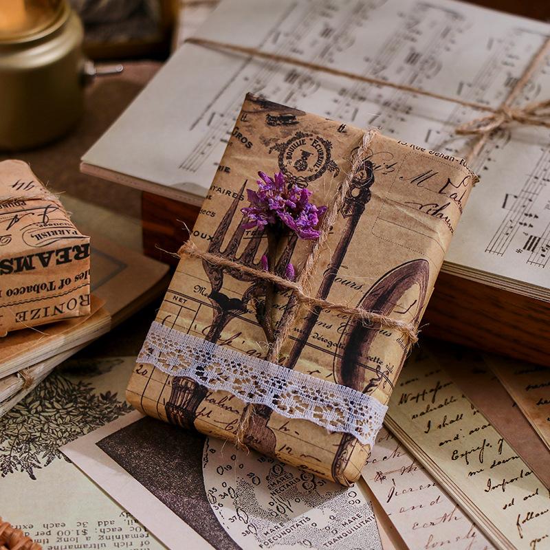 Vintage Style Scrapbook Paper Set 8 Designs Diy Craft Material Pack