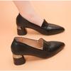 New Women's Stewardess High Heels Thick Heel Versatile Sexy Single Shoes Professional Work Shoes Black Small Leather Dress Pumps