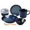 Aito Seisakusho Mino Ware Dinnerware Set for Single Navy and Dishwasher and Microwave Made In Product Number "Natural Color" Set, 6-Piece Living,