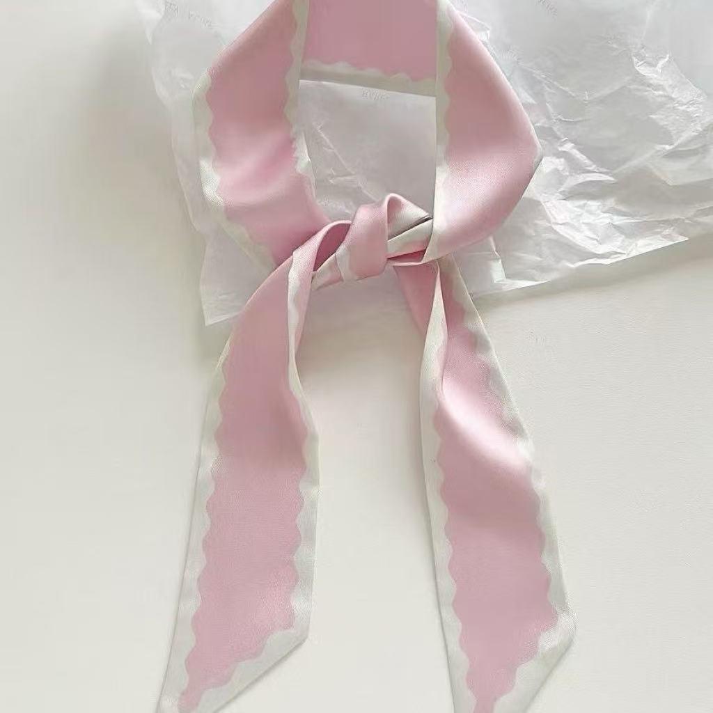 Женский полосатый шелковый шарф: Универсальный весенне-летний аксессуар для шеи и резинка для волос