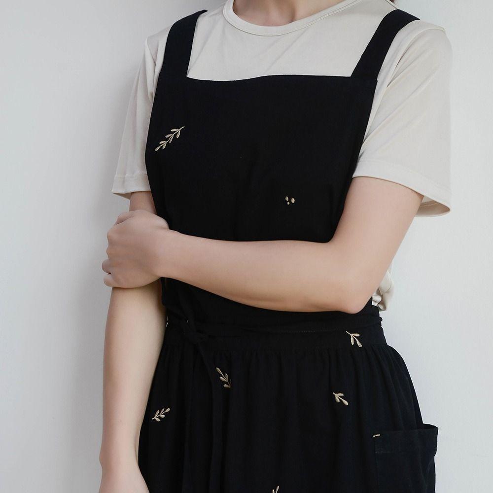Cotton Artist Flower Shop Apron Embroidered Waiter Extended Aprons Cleaning Apron Coffee House