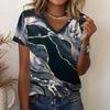 Ladies' V-neck T-shirts, Summer Outdoor Fashion Short-sleeved Tops, Cool Printed Loose Ladies' Fashion Clothing