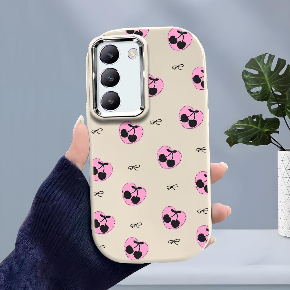 Для OPPO A18 A38 A54 A60 A96 Reno12 F 8T 8Z Vivo V30 V40 Y15s Y22 Y27 Y30 Y36 Love Cherry Design Мягкий силиконовый чехол цвета конфет, противоударный