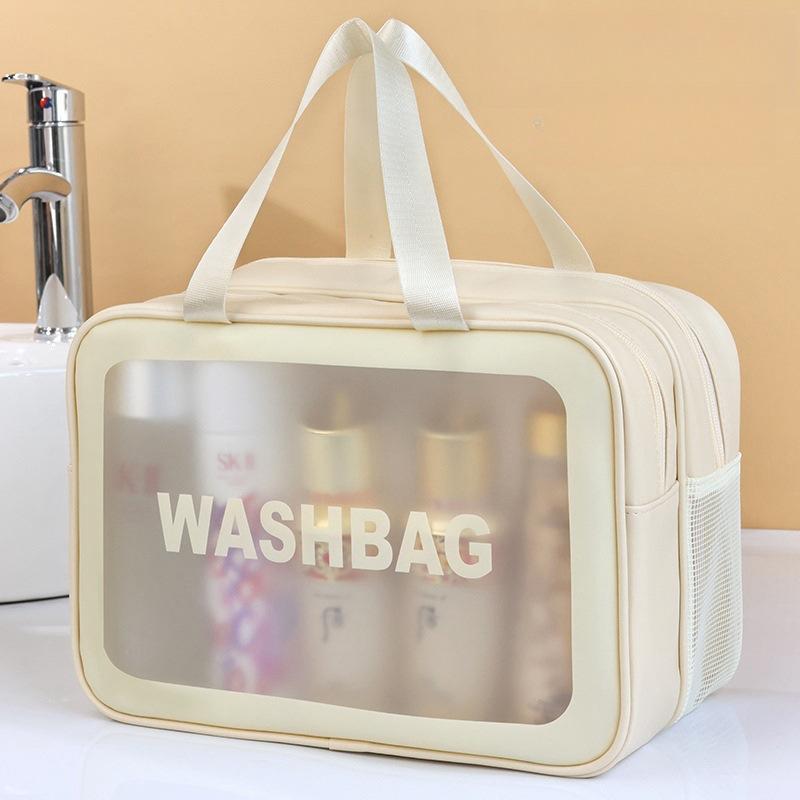 Прозрачная дорожная сумка большой вместимости с двумя отделениями для сухого и мокрого, из матового ПВХ, портативная ручная сумка для хранения банных принадлежностей GF33