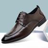 Spring Autumn New Pointed Toe Leather Shoes Men Fashion Business Casual Shoe Male Lace Designer Solid Color Wedding Shoes Man