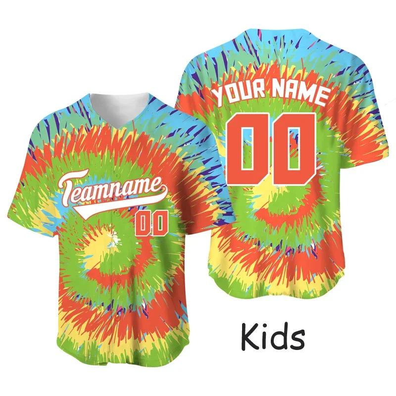 Футболка для бейсбола Tie Dye Custom, детская игровая майка, сублимационная печать, заготовки для спортивных футболок, быстросохнущая спортивная одежда, бейсбольная форма