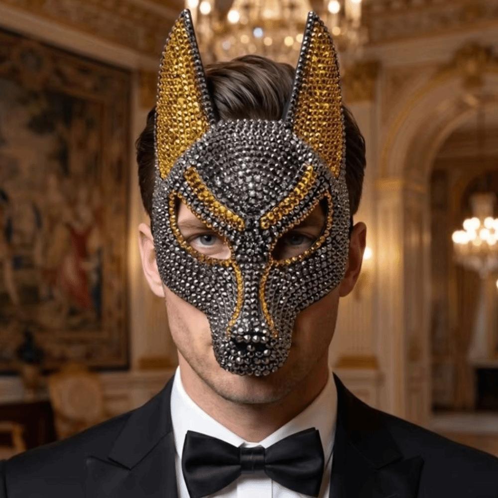Wolf Head Shape Rhinestone Wolf Head Mask Masquerade Costume Mask Halloween Parties