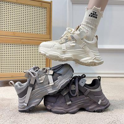 Сетчатые папины кроссовки женские платформа маффин осень новые универсальные с небольшой высотой увеличивающие рост повседневные женские туфли